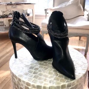 Luxury Rebel Leather and Rhinestone Ankle Boots